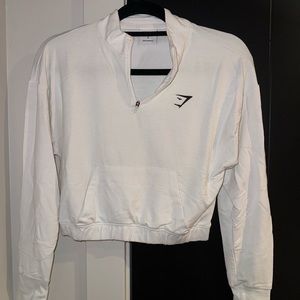 White Gymshark Cropped Quarter Zip